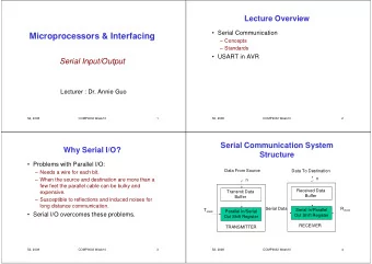 Microprocessors &amp; Interfacing   Concepts   Standards   USART in AVR  Serial