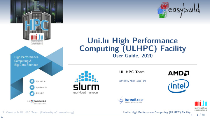 uni lu high performance computing ulhpc facility