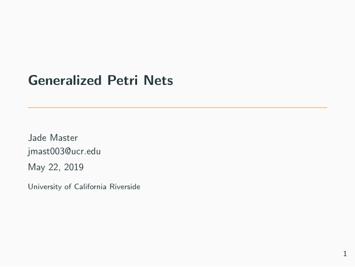 generalized petri nets