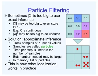 Particle Filtering  Sometimes |X| is too big to use  exact inference    |X| may be too big to
