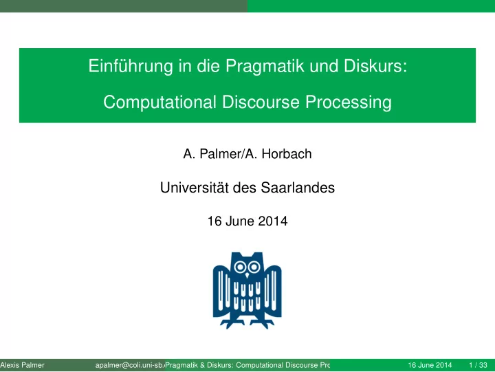 einf hrung in die pragmatik und diskurs computational