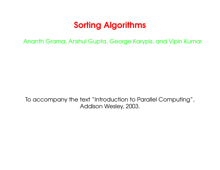 sorting algorithms