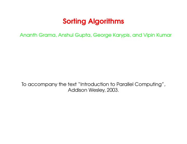 sorting algorithms