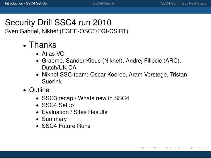 security drill ssc4 run 2010