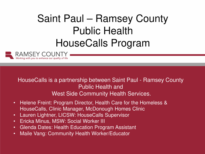 saint paul ramsey county public health housecalls program