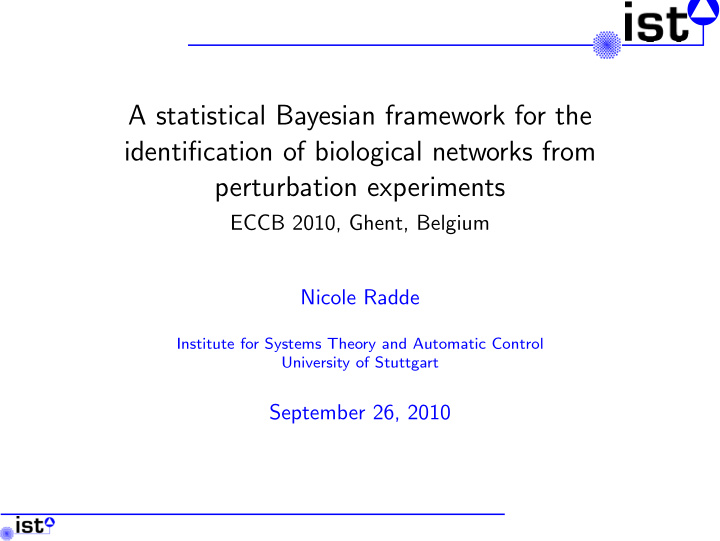 a statistical bayesian framework for the identification