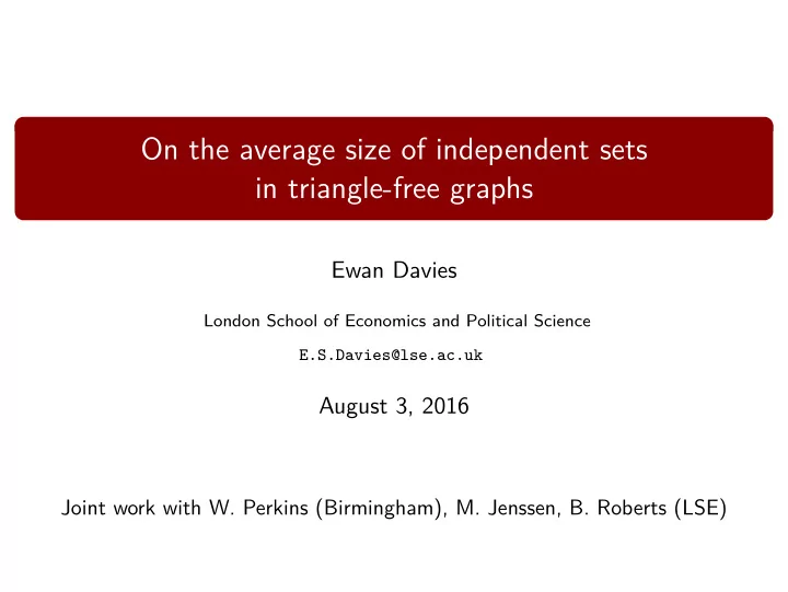 on the average size of independent sets in triangle free
