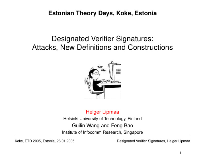 designated verifier signatures attacks new definitions