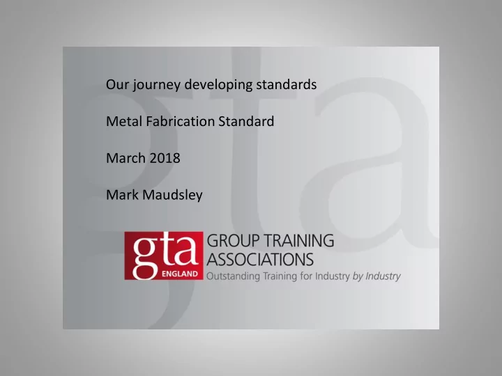 mark maudsley the journey so far