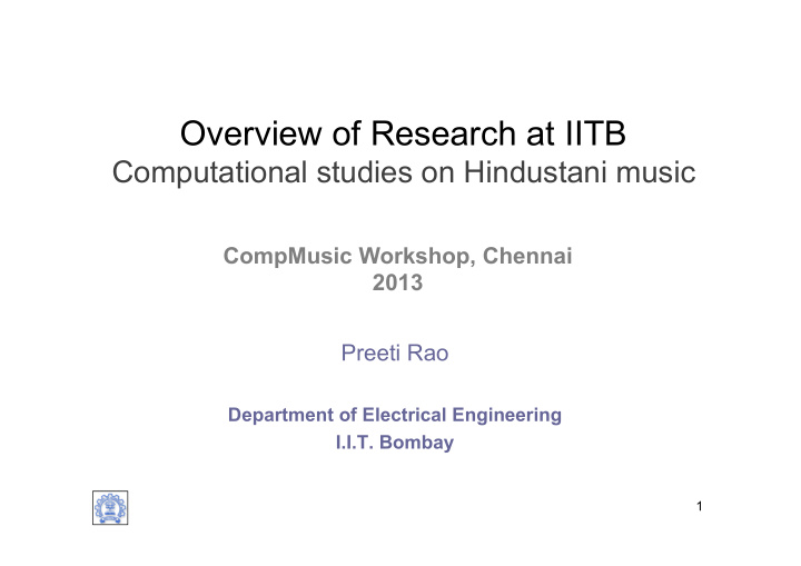 overview of research at iitb