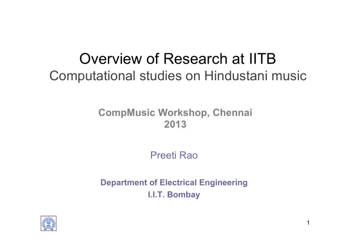 overview of research at iitb