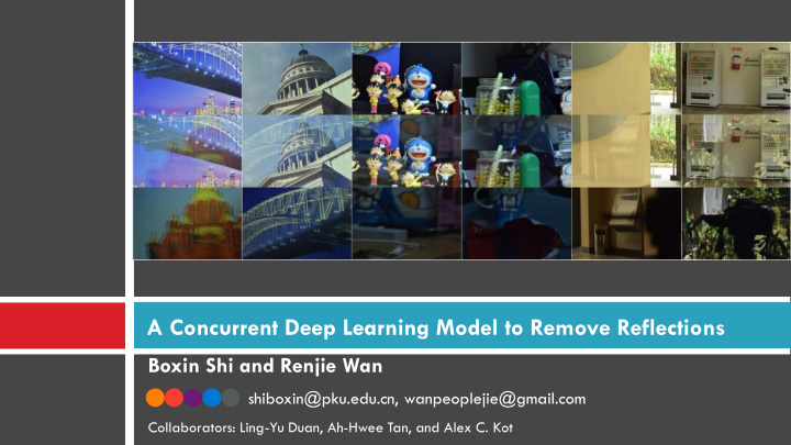 a concurrent deep learning model to remove reflections