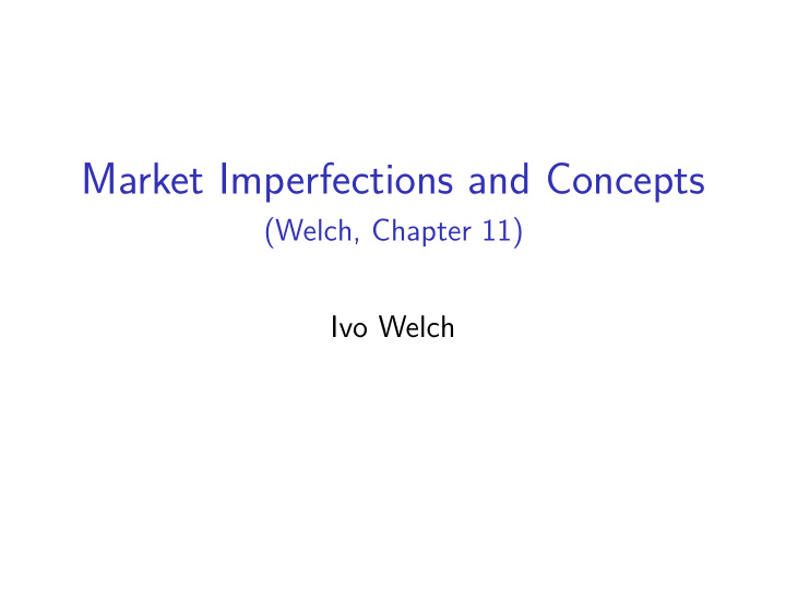 market imperfections and concepts