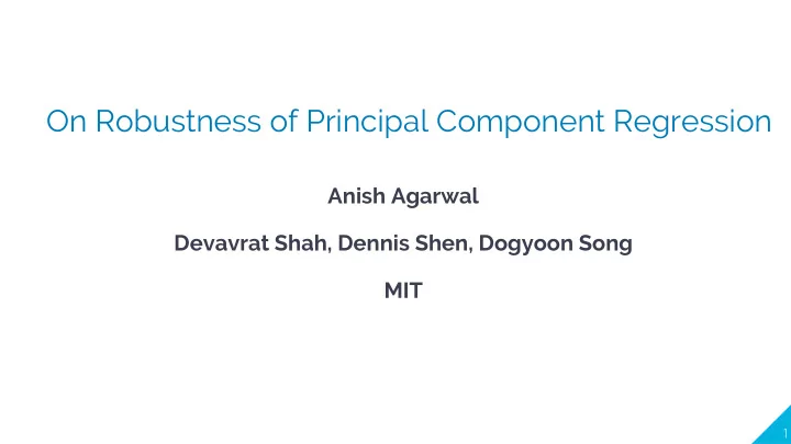 on robustness of principal component regression