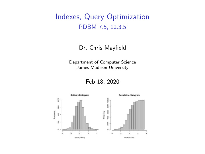 indexes query optimization