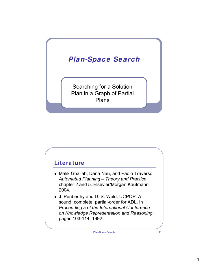 plan space search