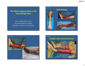 Limb Salvage  The Plastic Surgeons Role on the  Limb Salvage Team  Scott L. Hansen, M.D., F.A.C.S