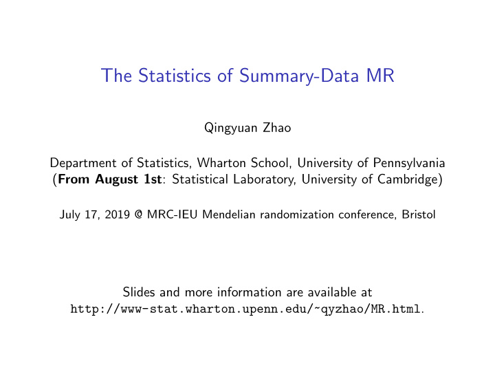 the statistics of summary data mr