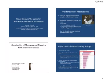 Proliferation of Medications  Explosion of new therapies have  come to market in past decade