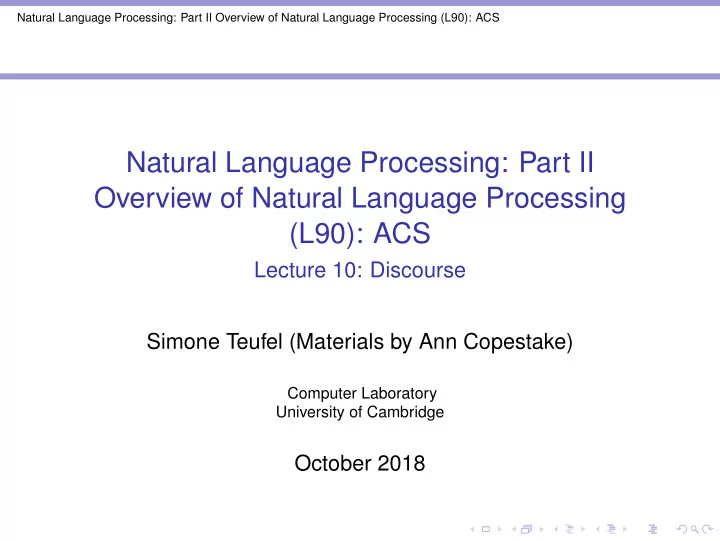 natural language processing part ii overview of natural