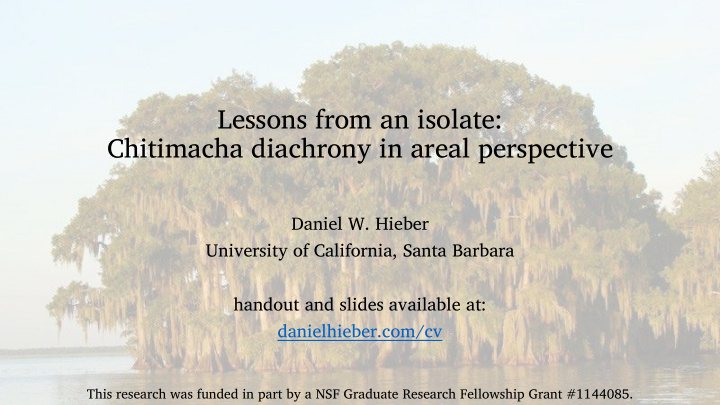 lessons from an isolate chitimacha diachrony in areal