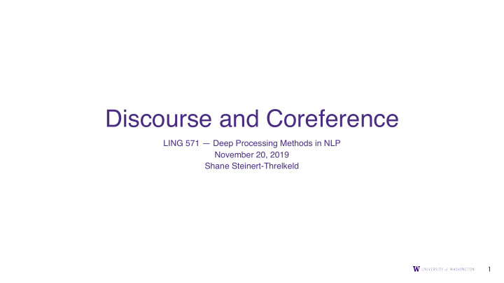 discourse and coreference