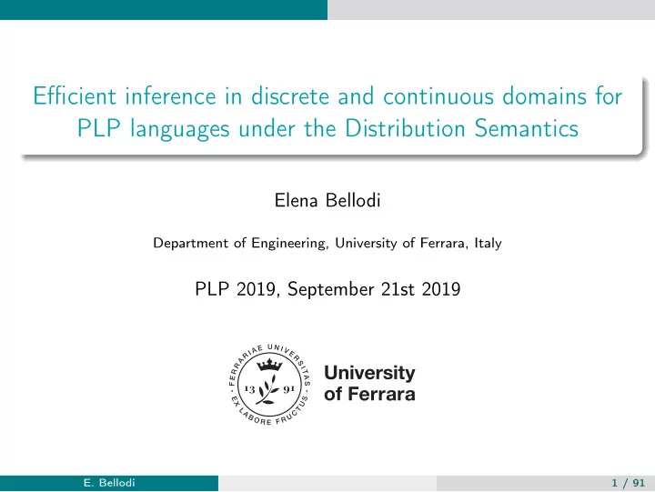 efficient inference in discrete and continuous domains