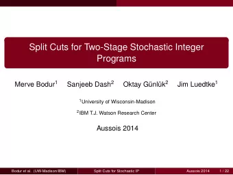 Split Cuts for Two-Stage Stochastic Integer  Programs Merve Bodur 1 Sanjeeb Dash 2 Oktay Gnlk 2