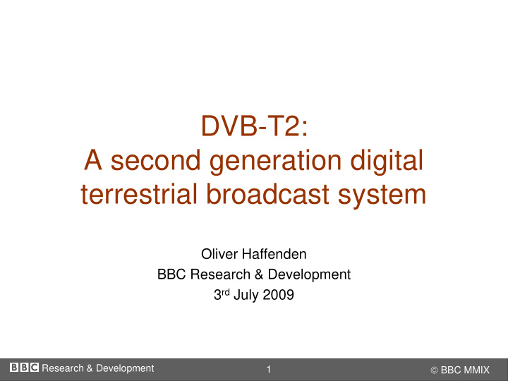 dvb t2 a second generation digital terrestrial broadcast