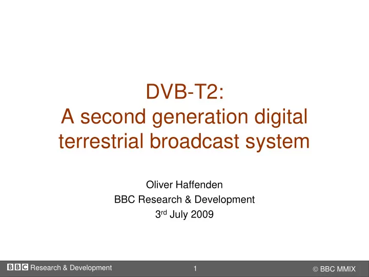 dvb t2 a second generation digital terrestrial broadcast