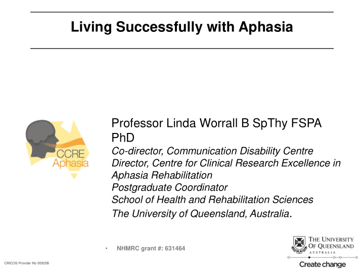 living successfully with aphasia