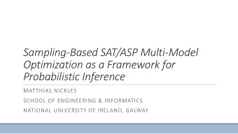 Probabilistic Inference  MATTHIAS NICKLES  SCHOOL OF ENGINEERING &amp; INFORMATICS  NATIONAL