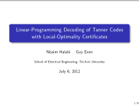 linear programming decoding of tanner codes with local