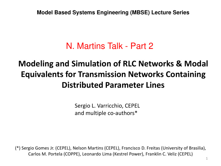 modeling and simulation of rlc networks modal equivalents