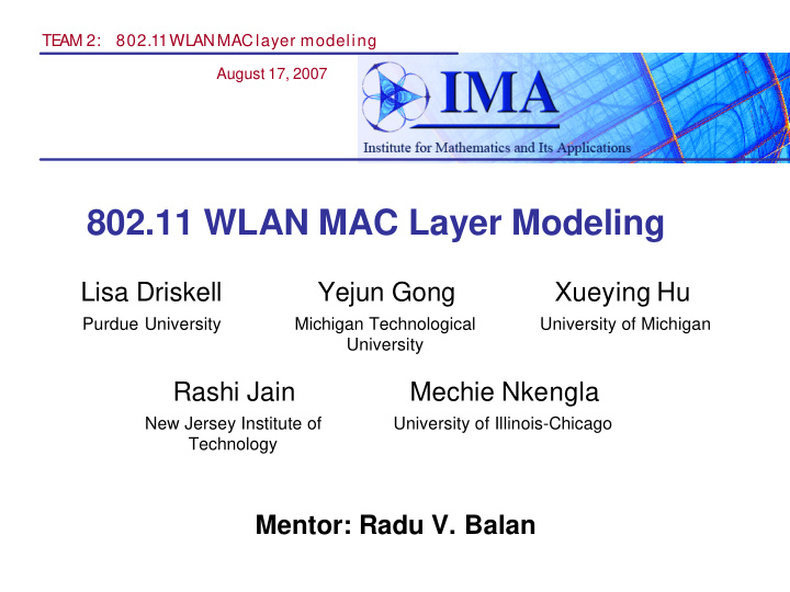 802 11 wlan mac layer modeling