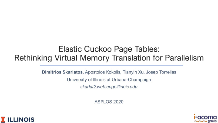 elastic cuckoo page tables rethinking virtual memory
