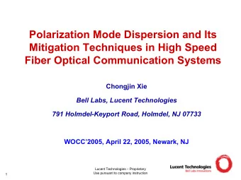 Polarization Mode Dispersion and Its  Mitigation Techniques in High Speed  Fiber Optical