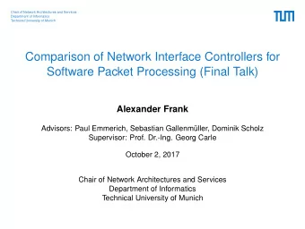 Comparison of Network Interface Controllers for  Software Packet Processing (Final Talk)  Alexander