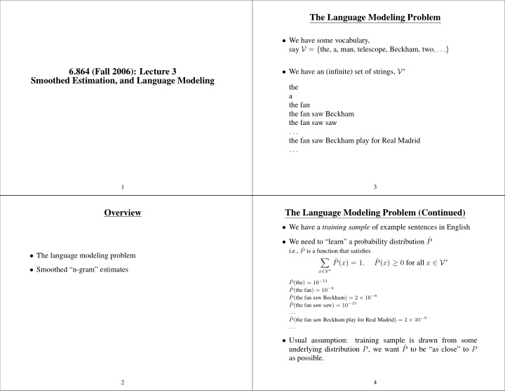 the language modeling problem