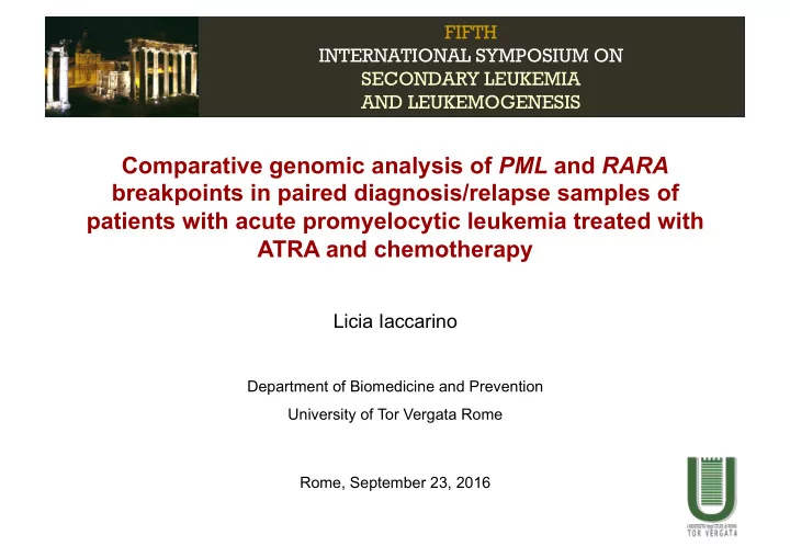 comparative genomic analysis of pml and rara breakpoints