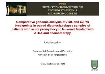 Comparative genomic analysis of PML and RARA  breakpoints in paired diagnosis/relapse samples of