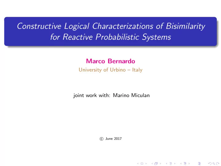 constructive logical characterizations of bisimilarity
