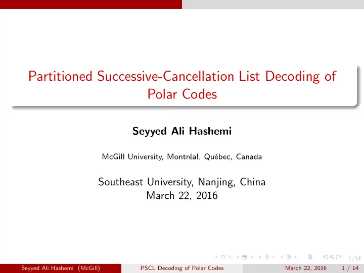 partitioned successive cancellation list decoding of