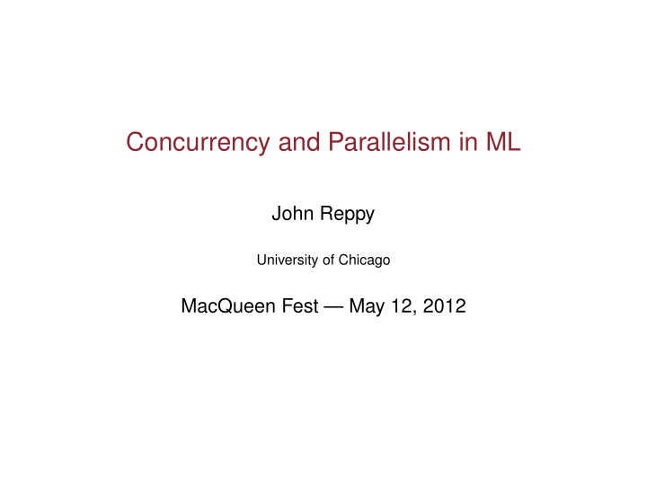 concurrency and parallelism in ml