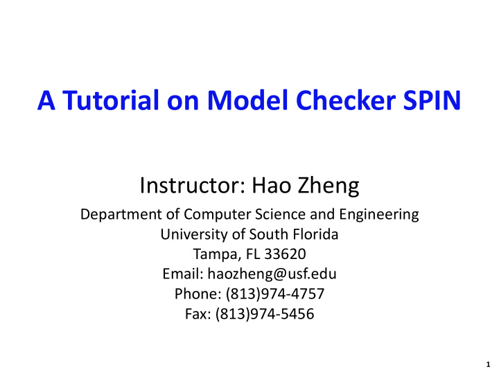a tutorial on model checker spin