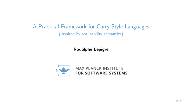 a practical framework for curry style languages