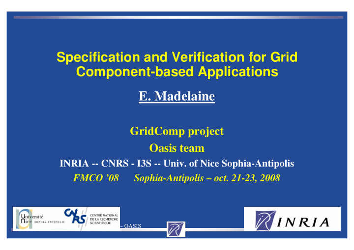 specification and verification for grid component based