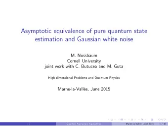 Asymptotic equivalence of pure quantum state  estimation and Gaussian white noise  M. Nussbaum