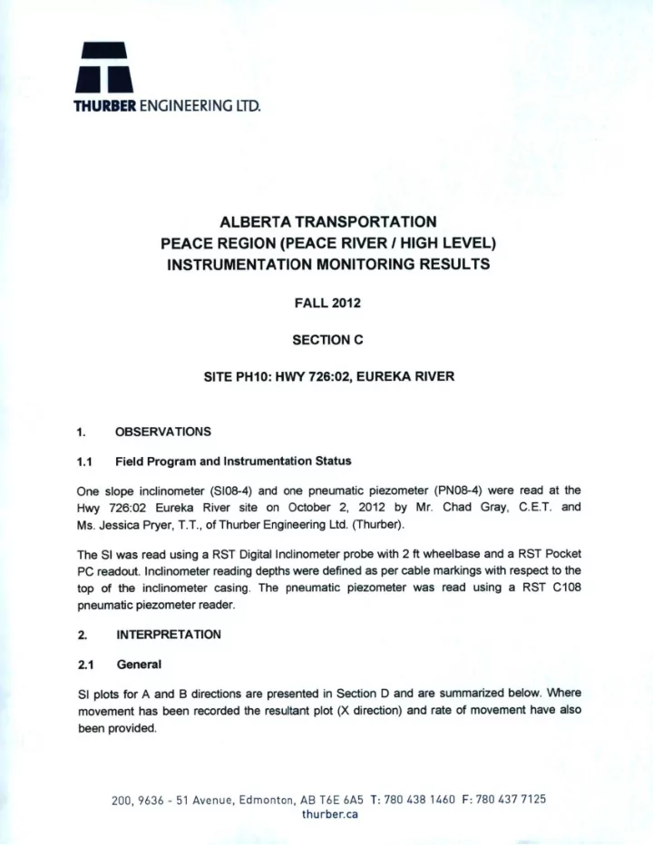 td thurber engineering l albert a transportation peace