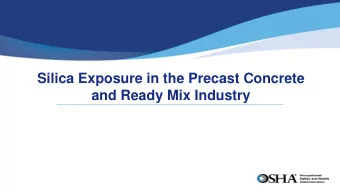 Silica Exposure in the Precast Concrete  and Ready Mix Industry  Tasks likely to expose workers to